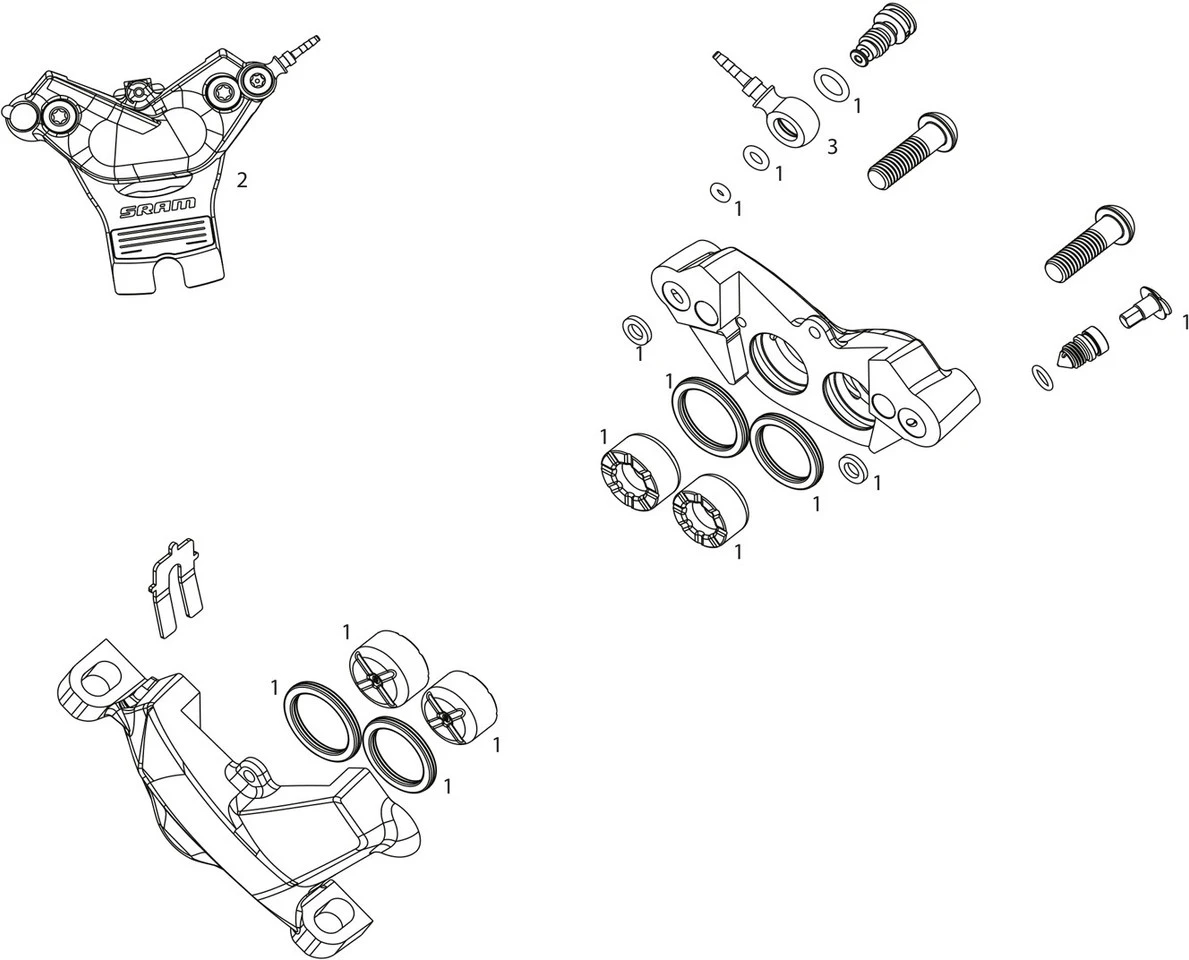 SRAM Piezas De Repuesto Para Pinzas De Frenos Code R (B1) (2018) 3 SRAM Piezas De Repuesto Para Pinzas De Frenos Code R (B1) (2018)